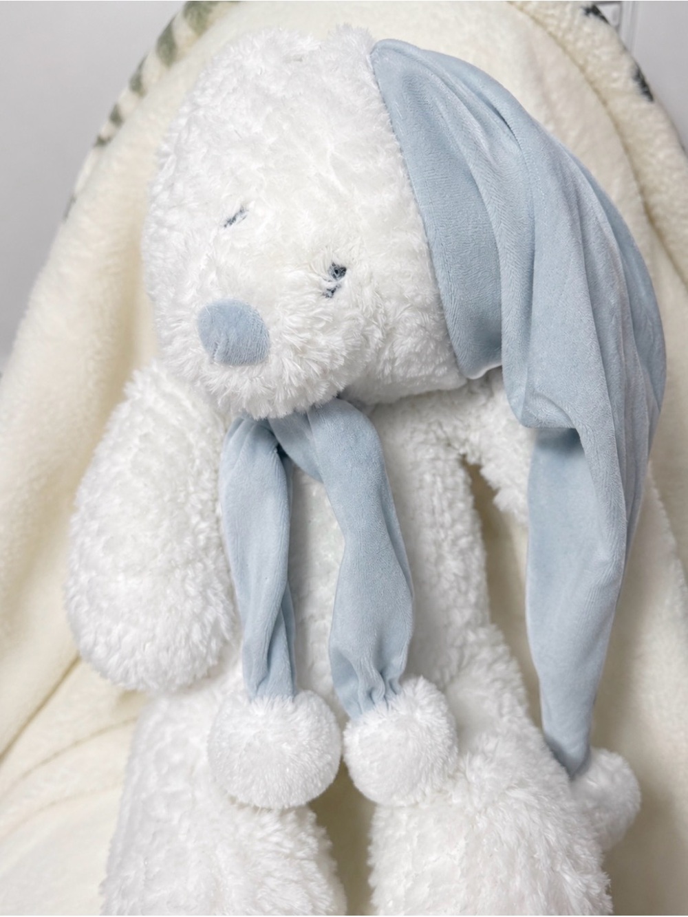 White Teddy Bear with Blue Hat and Scarf new 18 inch
